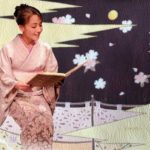 奈良　なら　nara 三五夜　三五屋　さんごや　隠れ家　古民家　茶室　にじり口　教室　雅楽教室　雅楽　イベント　秋のイベント　茶会　煎茶道　煎茶会　煎茶　玉露　お茶　茶道　和風　伝統芸能　古典　個展　源氏物語　京ことば源氏物語　山下智子　紅葉賀　光源氏　頭中将　青海波　女房語り　朗読会　朗読　雅楽　天地空　篳篥　笙　竜笛　管弦　舞楽　平安絵巻　貴族　藤原道長　栄華物語　友禅染め　尾崎尚子　瓔月 ようげつ　数寄屋袋　帯　着物　きもの　帯揚げ　染色小物　遊彩工房　『遊彩工房」尾崎尚子(瓔月 ようげつ)染色作品展』　JR奈良　駅前　徒歩2分　三条町　三網田　近鉄奈良　徒歩圏内　奈良市　文化事業　琵琶　筝 花の宴